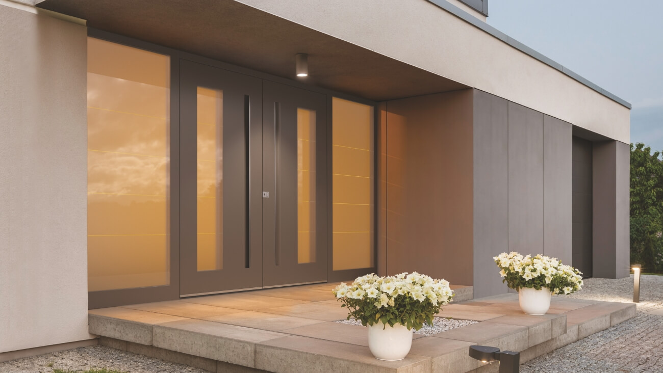 Durable grey aluminium doors