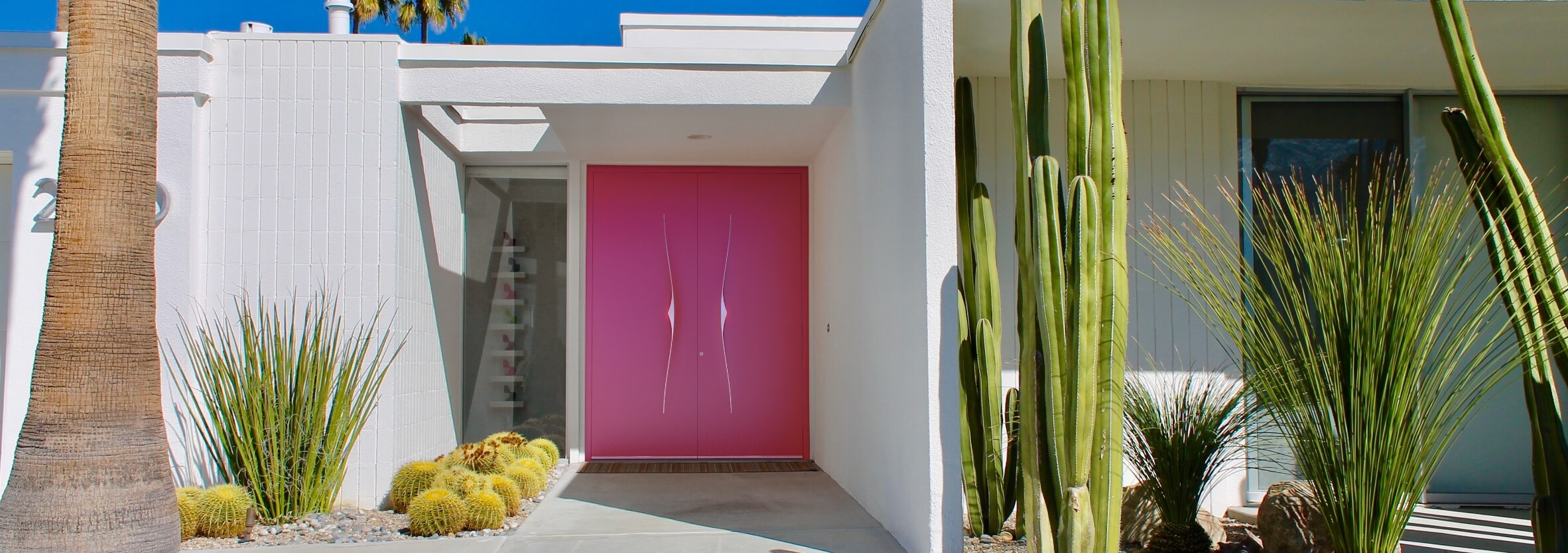 Modern pink front door