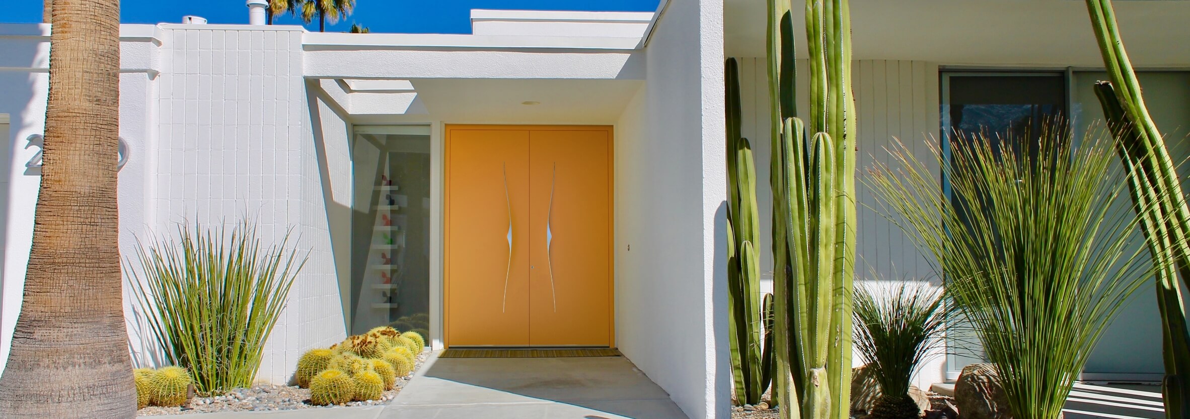 Modern yellow front door