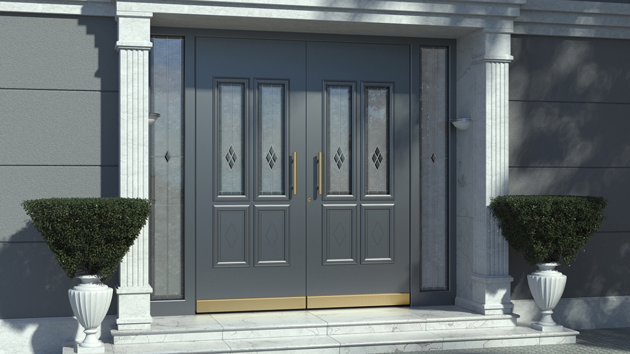 Aluminium double 4-panel entrances