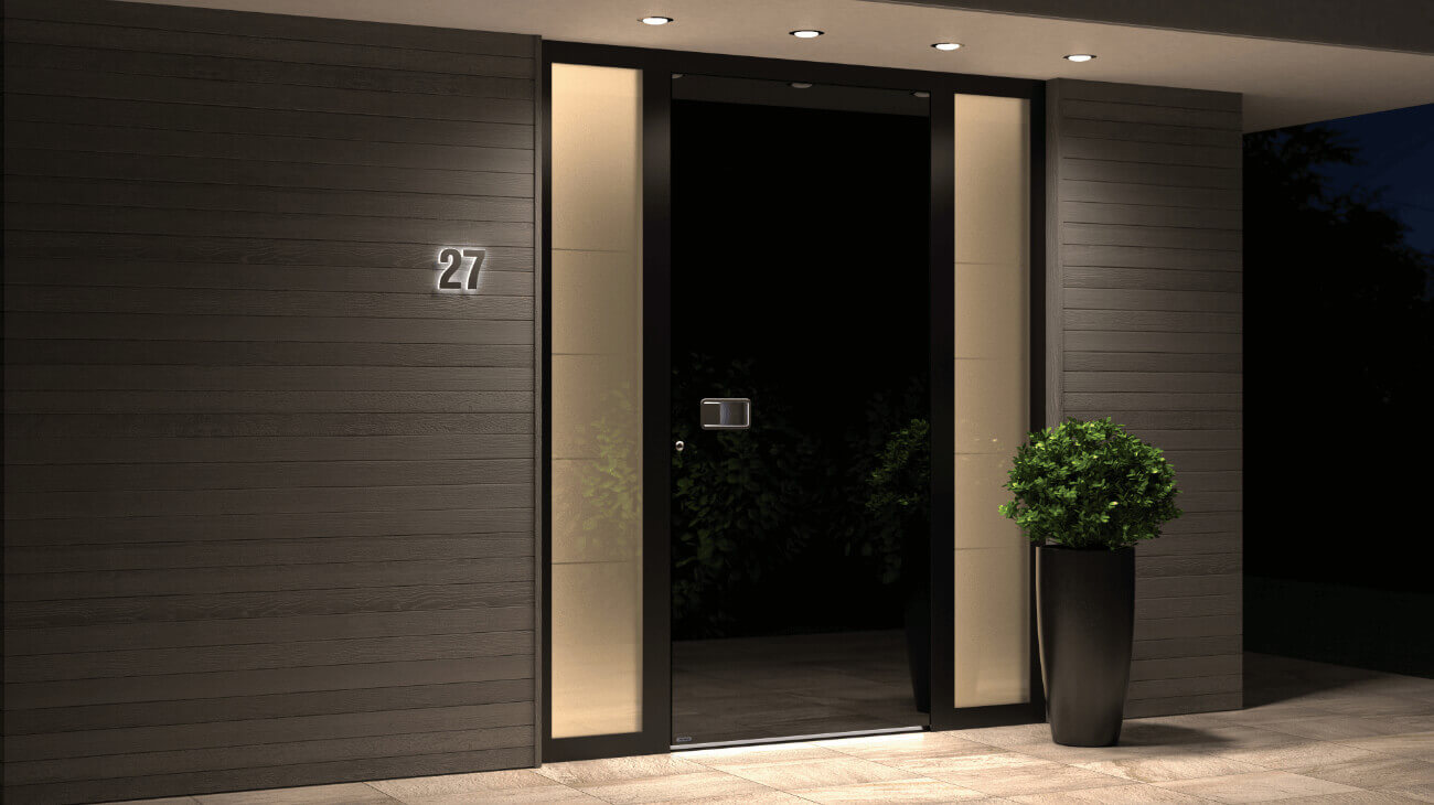 Different materials for entrance with sidelights